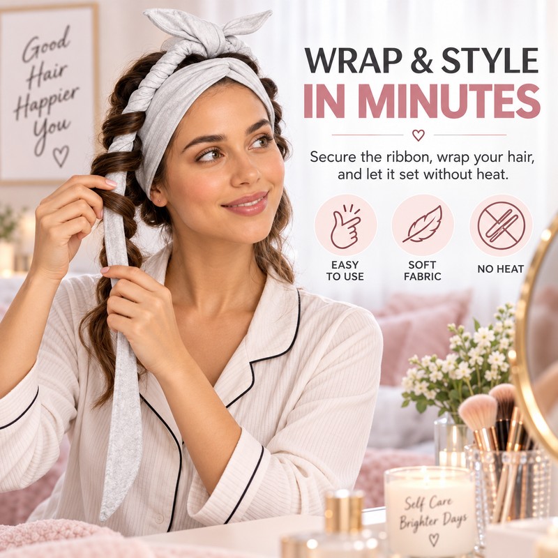 Heatless Curling Headband for Overnight Hair Styling – Soft Polyester