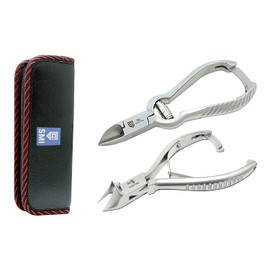 SMI Pack of 2 toenail clippers, head cutters, toenail clippers, toenail scissors, nail clippers for ingrown and thick nails, stainless steel toenail clippers for toenails and toenails with case