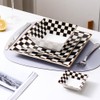 Porlien Checker Porcelain Square Dinnerware Set for 4, Dishes Set