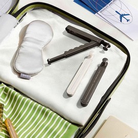 YTKJ Folding Clothes Drying Rack, Over The Door Hanger, All Metal Laundry Rack with Retractable Rod with 6 Groves, Towel Rack Organization, Space Saving Portable Hanging Hooks (Space Grey, 1 Piece)