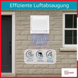 TURvent 100 mm Weather Protection Grille White - Plastic Exhaust Air Grille with Backflow Flap - Cover Extractor Hood Exterior - Ventilation Grille with Hood - Exhaust Hood for Dryer - Weather Protection Cover for Wall