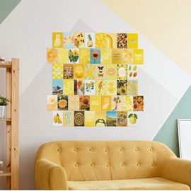 Yellow Wall Collage Kit Aesthetic Pictures, Yellow Room Decor for Teen Girls, Bright Wall Decor, Dorm Aesthetic Room Decor, Posters for Room Aesthetic, Kids Wall Decor