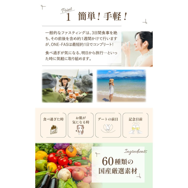 酵素ドリンク 1日 ファスティング 【管理栄養士監修】 ONE-FAS 個装 セルフチェックシート付