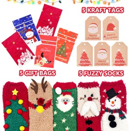 iZoeL Women's Christmas Cuddly Socks Christmas Socks House Socks Stopper Socks Winter Socks Cartoon Warm Socks Christmas Gift for Women (5 Pairs), Cuddly socks, 5 pairs