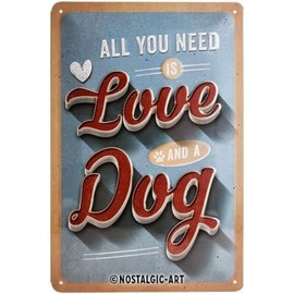 Nostalgic-Art Retro Tin Sign – PfotenSchild – Love Dog – Gift idea for pet owners, Metal Plaque, Vintage design for wall decoration, 20 x 30 cm