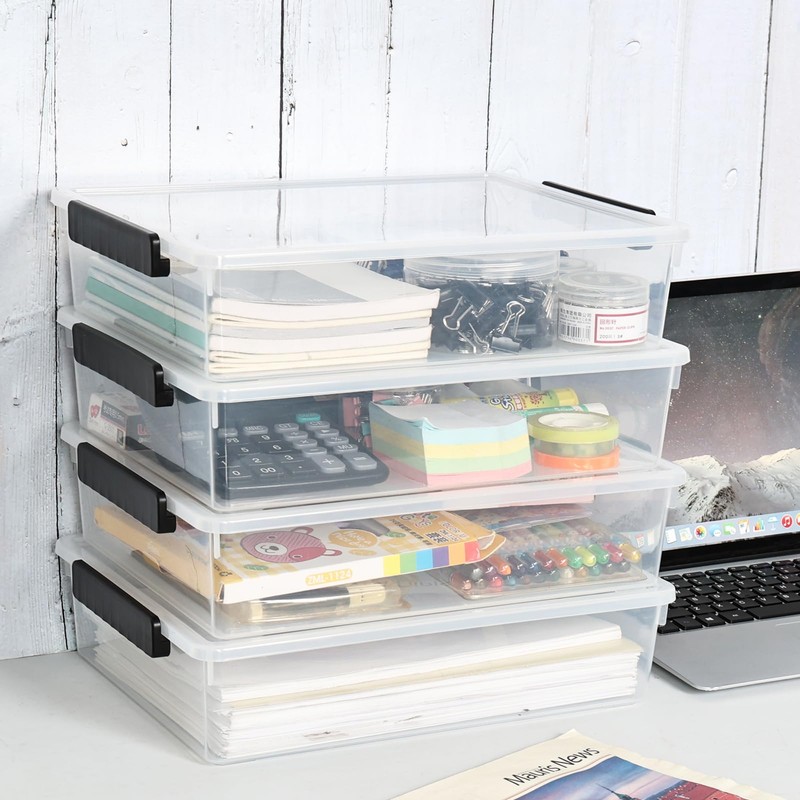 Morcte 6 Qt Clear Plastic Stackable Storage Container with Lids,