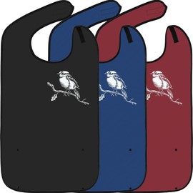 Classic Bib Designs Adult Bibs for Eating: Reusable with Crumb Catcher Pocket - For Men and Women (3 Pack)