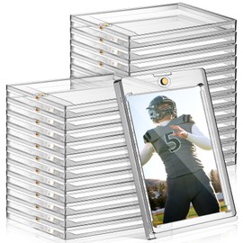 24 soportes magnéticos para tarjetas, 100 puntos, protectores de tarjetas transparentes para tarjetas gruesas de béisbol, fútbol, hockey
