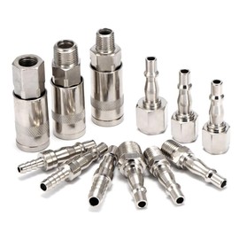 12 Pcs Air Line Hose Air Compressor 1/4 inch 3/8 BSP, Air Line Fittings Hose Pipe Connector Couplings Connector Quick Release Plug Kit Air Line Connectors Fittings with Male Female Thread