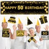 Black Gold 50th Birthday Party Decorations Banner for Men Women