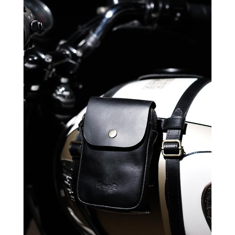 Trip Machine Company Genuine Leather Motorcycle Utility Pouch Bag With