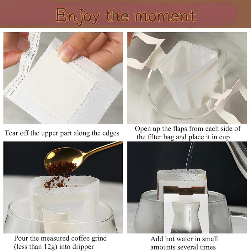 Hysgscwd 100Pcs Portable Coffee Filter Paper Bag, Hanging Ear Drip