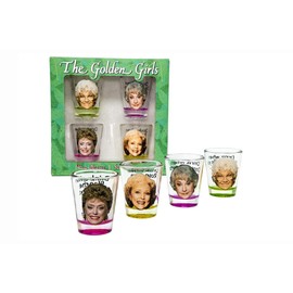 Golden Girls Pack Of 4 | 1.5 Oz Mini Glasses By Just Funky | Perfect For Parties, Game Night, Bachelor Bachelorette Party, College Graduation, Birthday Gift
