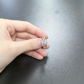 Sumeror Eternity Diamond Ring for Women - 925 Sterling Silver Infinity Knot Band with Pavé Stones, Dainty Stackable Promise Ring, Valentines Day Gift for Her (7)