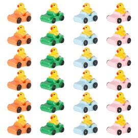 24pcs Mini Resin Ducks, Tiny Ducks in a Car Miniature Resin Ducks Funny Small Figures Animals Toys for Micro Landscape Home Garden Decor Festival Party Favors (4 Colors)
