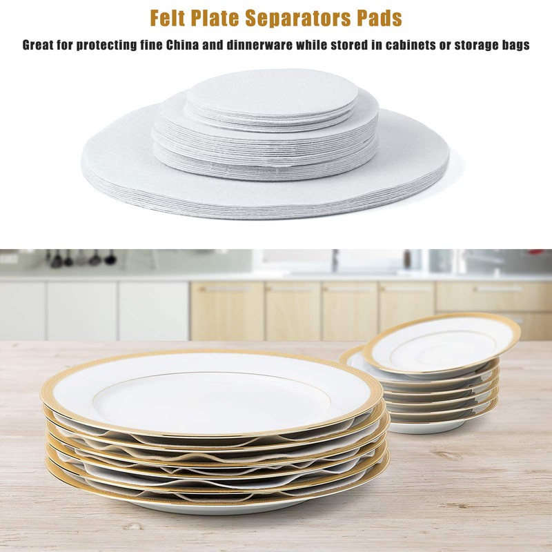 Queen.Y Felt Plate Divider, Pack of 24 Round Plate Protectors,