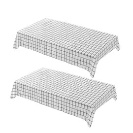 2 Packs 137 x 180 cm White PVC Table Cloth Waterproof Vinyl Tablecloths Plaid Wipe able Table Cover Clean Plastic Black Checkered Tablecloths Oil Cloth Indoor and Outdoor Tablecloth for Party,Picnic
