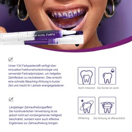 Teeth Whitening Pen, Bleaching Teeth, Purple Teeth Whitening Pen, Pack of 3, Pain-Free, Quick Whitening Applications, Teeth Whitening Pen, Effective Stains Removal, White Teeth at Home