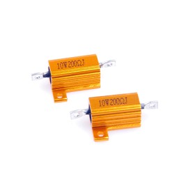 LM YN 10 Watt 200 Ohm 5% Wirewound Resistor Electronic Aluminium Shell Resistor Gold for Inverter LED Lights Frequency Divider Servo Industry Industrial Control 2-Pcs