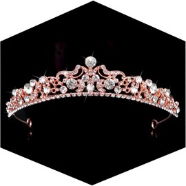 TOBATOBA Rose Gold Tiaras and Crowns for Women Girls Crystal Princess Tiara Wedding Tiaras for Bride, Quinceanera Crown tiaras para 15 años quinceañeras, Queen Crown for Birthday Bridal Prom Pageant