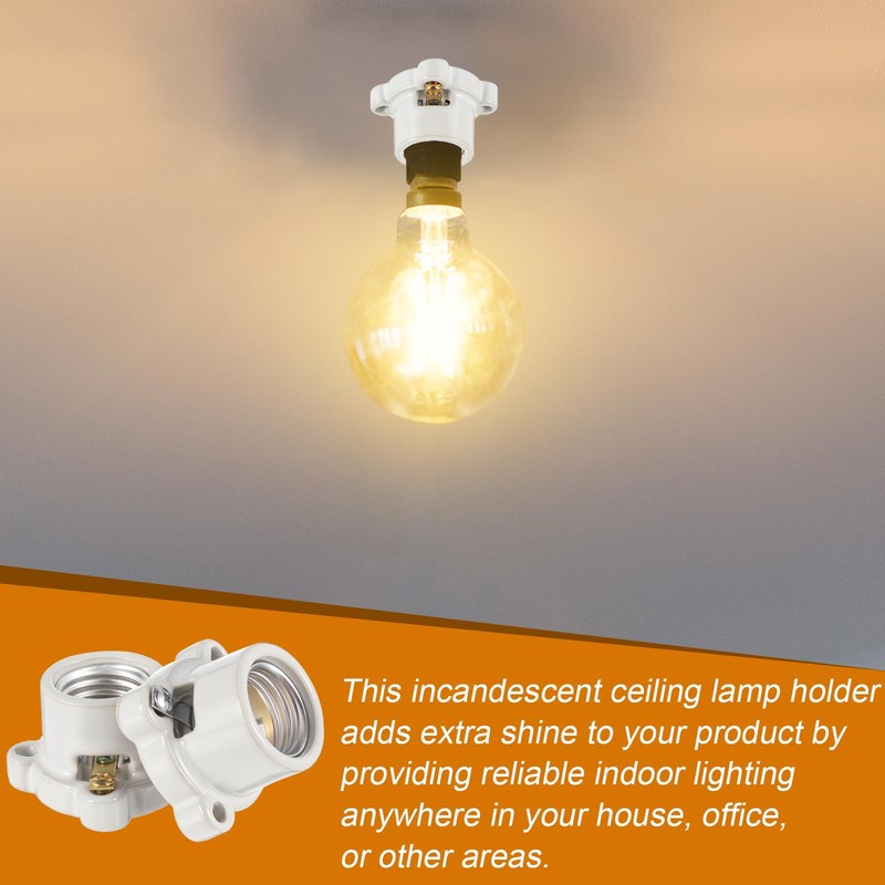 Saysurey 12 Pcs Porcelain Lamp Holder Socket E26/E27 Medium Keyless