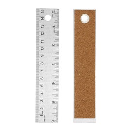 PATIKIL Stainless Steel Ruler Cork Backed, 6 Inch Straight Edge Ruler Non-Slip Cork Backing with Inch and Centimeter Scale for Office Engineering Drawing