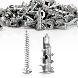 Mbsomnus 30pcs Heavy Duty Plasterboard Fixings Plasterboard Wall Plug with Plasterboard Screws Metal Self-Drill Hollow Wall Fixings Dry Wall Anchor for Composite Boards Stone Concrete Ceiling