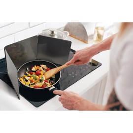 HIC Kitchen 3-Sided Splatter Guard, Non-Stick Carbon Steel, Heat Safe, Folds Flat For Storage