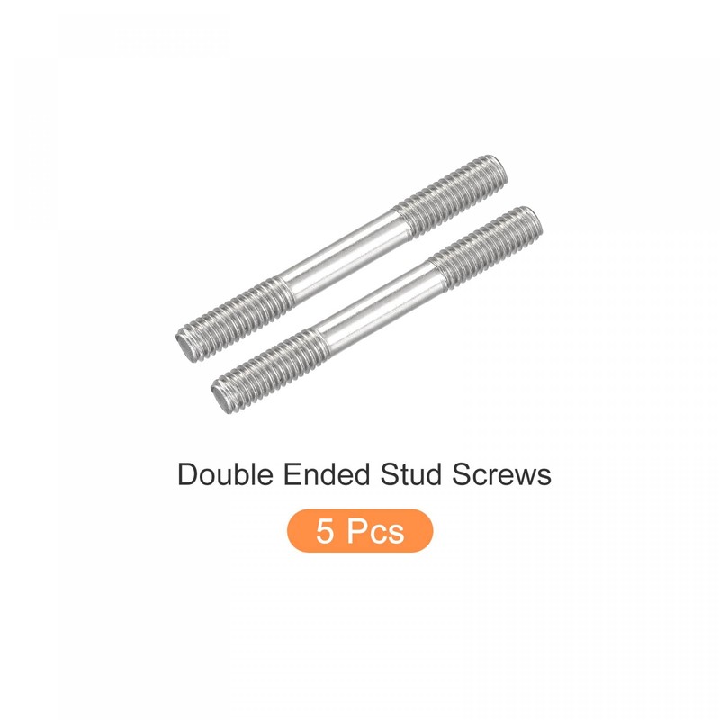 sourcing map Double Ended Stud Screws (M6 Thread 50mm Length)