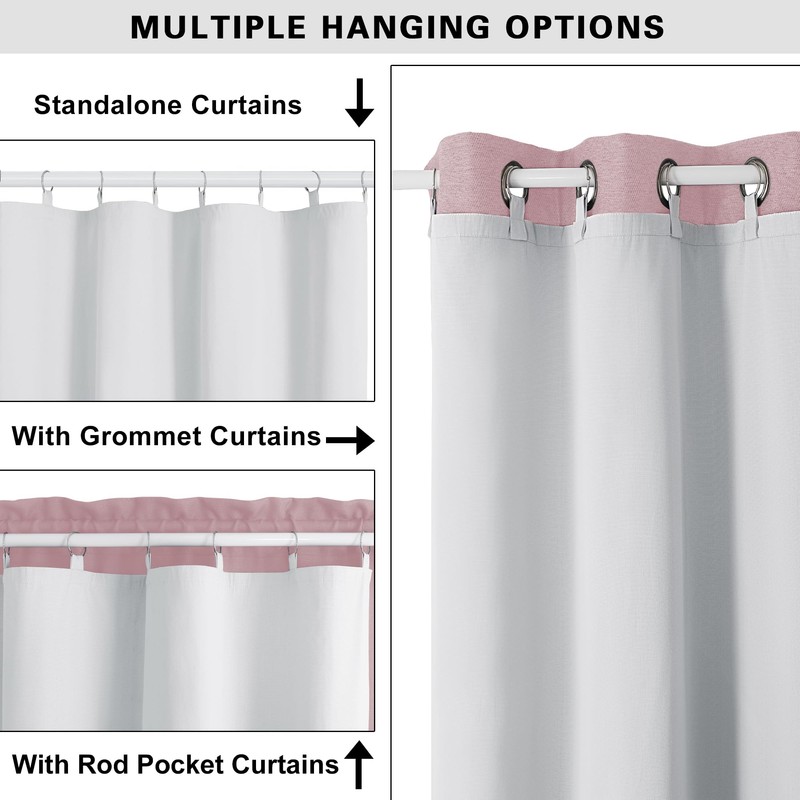 Simplebrand 100% Blackout Curtain Liner for Bedroom, Thermal Insulated Blackout