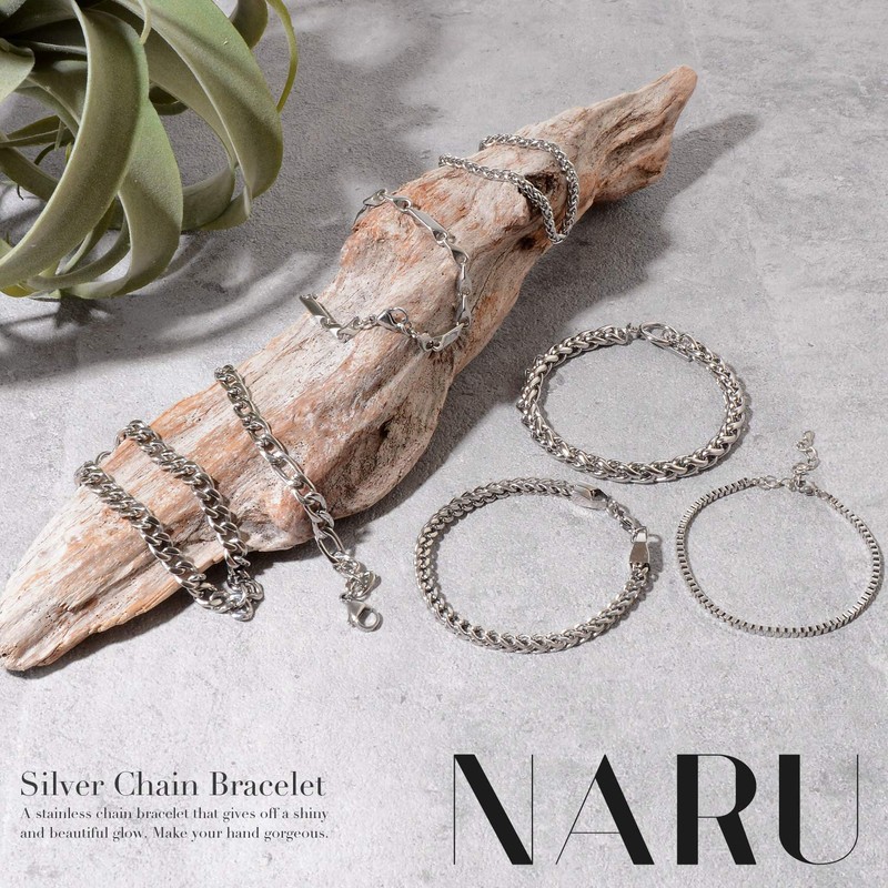 Naru Stainless Steel Silver Chain Bracelet, Men's, Women's, Matching Couples,