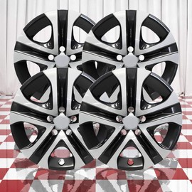 Brighter Design Set of 4 Silver w/Black 5 Spoke 17" Wheel Covers for Toyota RAV4 LE 2013-2018