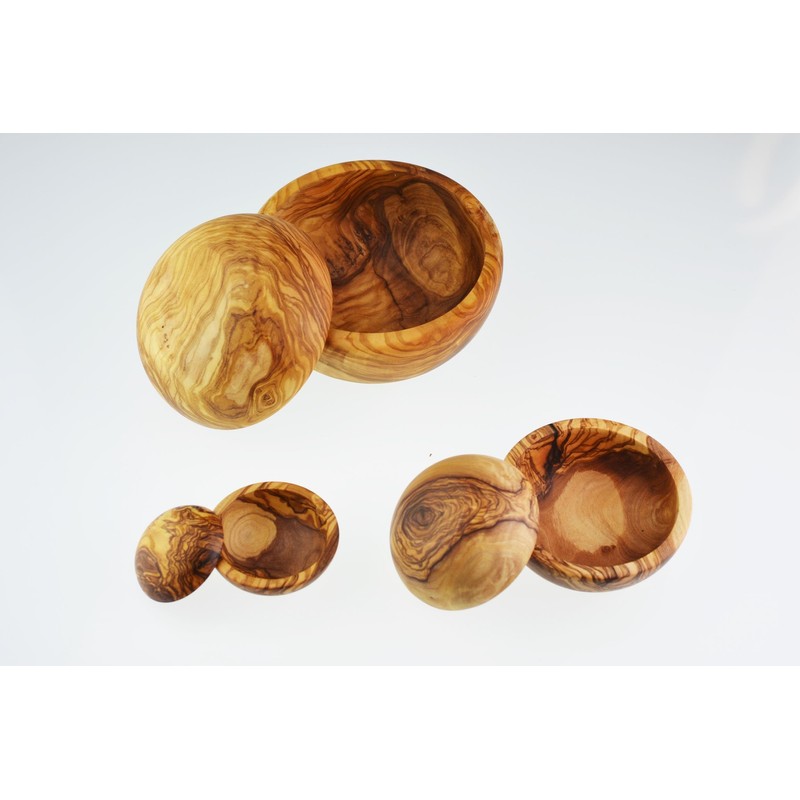 Olive Wood Nesting Bowls, Set of 6, Wood, Grain/Natural, 15