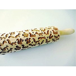 FUNNY SQUIRRELS PATTERN EMBOSSING ROLLING PIN LASER ENGRAVED ROLLING PIN WITH SQUIRRELS for EMBOSSED COOKIES
