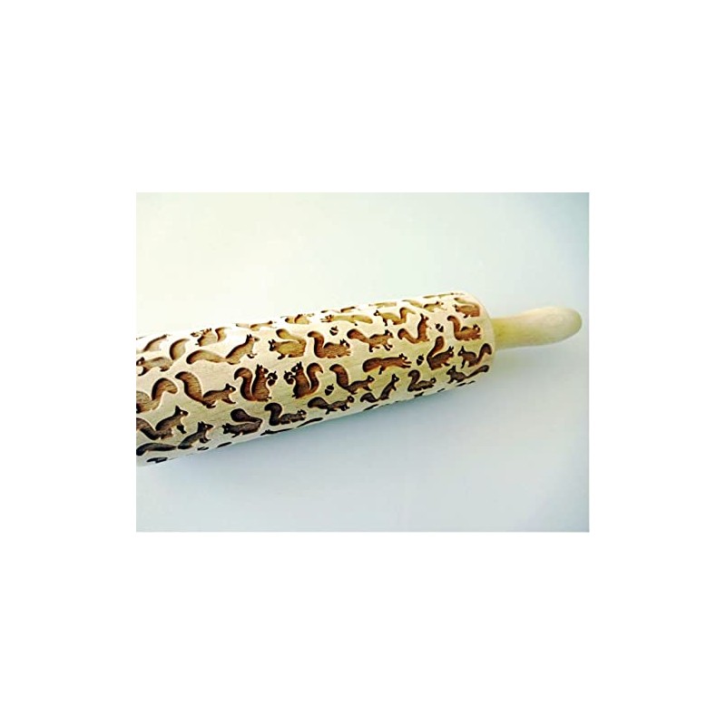FUNNY SQUIRRELS PATTERN EMBOSSING ROLLING PIN LASER ENGRAVED ROLLING PIN
