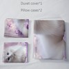 AILONEN Girls Cat Kitten Duvet Cover Set Twin Size,Purple Rose