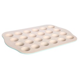 Tasty Clean Ceramic 24-Cup Mini Muffin Pan, Durable Aluminized Steel for Professional Results, Clean Ceramic Nonstick Coating, Oven Safe to 425°F, Dishwasher Safe, Aqua