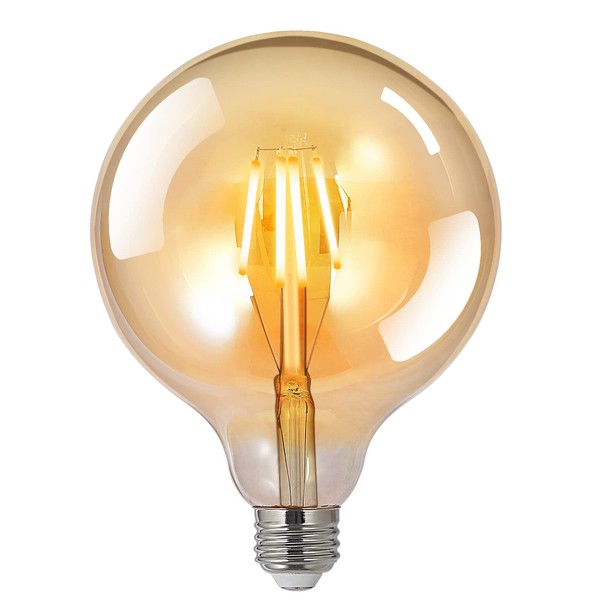 LED Bulbs 60 Watt Equivalent, 2 Pack 6W G125 LED Globe Bulbs, Antique Vintage Light Bulbs Amber, E26 LED Edison Light Bulb, 2700K 800LM Warm White, E26 Standard Base, Non-Dimmable