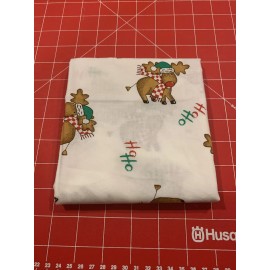 Christmas Reindeer With Hats fabric White With HoHo