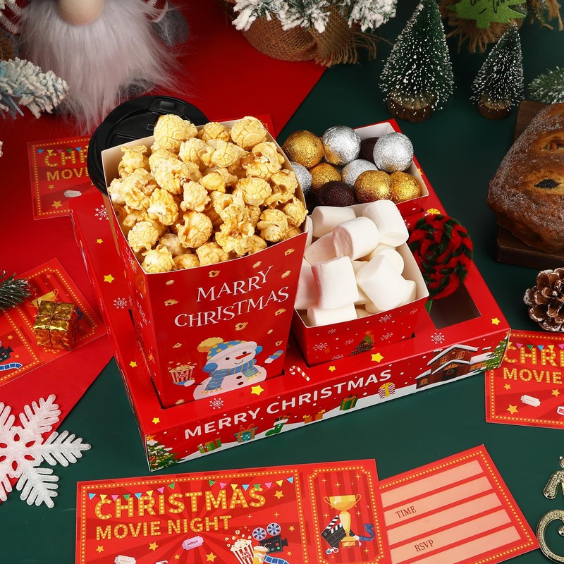 Jansun Christmas Movie Night Snack Trays 100Pcs Party Paper Bowls