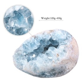 dssmboom Natural Rough Blue Colestin Crystal Mineral Samples for Crystal Collection, Irregular Geode Celestin Raw Stone for Home and Office Decoration & Chakra Balancing, 70-90mm