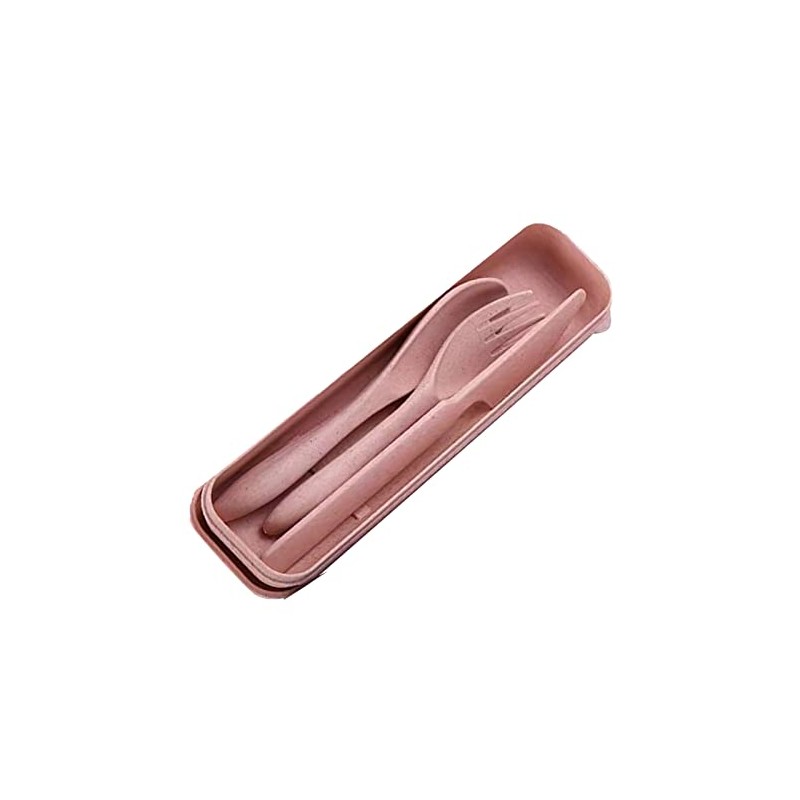 Juego de Utensilios de Viaje, Cubiertos de Paja de Trigo,