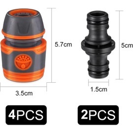 YUNYU 6Pcs Heavy-Duty Hose Connector Set - ABS/TPR Garden Hose Pipe Connectors (13mm/1/2) with 4 Leak-Proof Couplings & 2 Tap Adapters for Secure Watering Systems
