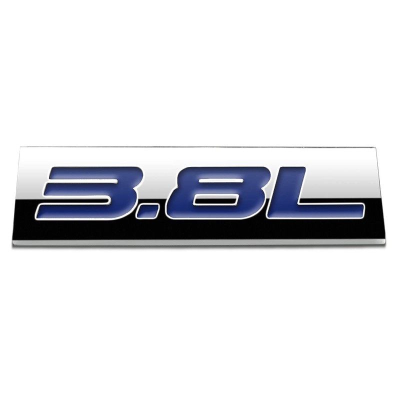 Auto Dynasty Chrome Finish Metal Emblem 3.8L Badge (Blue Letter)