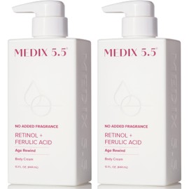 MEDIX Fragrance Free Retinol Body Lotion Crepey Skin Care Treatment | Anti Aging Body Lotion & Face Moisturizer | Firming Retinol Cream For Face Targets Loose Crepe Skin, Wrinkles, & Fine Lines, 2PC