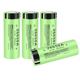 Svenirven 26650 Rechargeable Battery, 4Pcs 3.7V 5000mAh 26650 Lithium 26650 Flat Top Battery for flashlights, Power Tools and Other Equipment