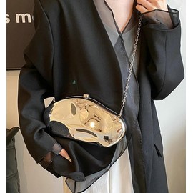 Hzxsny Acrylic Clutch Purse for Women Acrylic Evening Bag Purse Sparkly Metallic Clutch Silver Geometric Crossbody Handbag, Silver, Free, Clutch