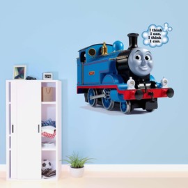 Children I Think I Can I Think I Can Cute Quote Wall Decal Decoration Railway Locomotive and Friends Kids Cartoon Character Train Thomas Lasts Years and Easily Removable - Size: 20 in(W) x 18 in(H)