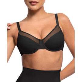 Minimizer Bras for Women Full Coverage Unlined Underwire Bras Plus Size Lifting Bra for Heavy Breast, Black 42DDD