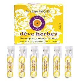 Deve Herbes Essential Oil Kit 100% Natural Therapeutic Grade 2ml (0.06 oz) Each - Pack of 6